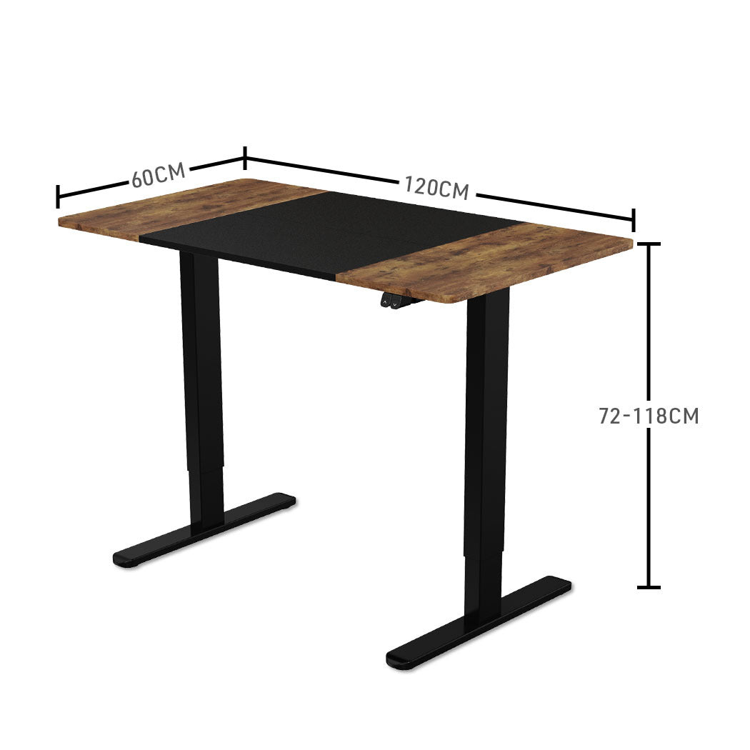 Electric Height Adjustable Sit-Stand Desk, 1.2m x 0.6m, Lifts 70kg, Walnut/Black