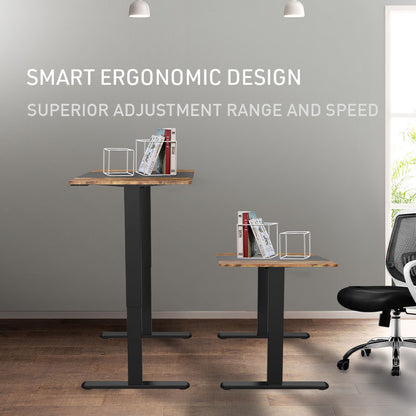 Electric Height Adjustable Sit-Stand Desk, 1.2m x 0.6m, Lifts 70kg, Walnut/Black