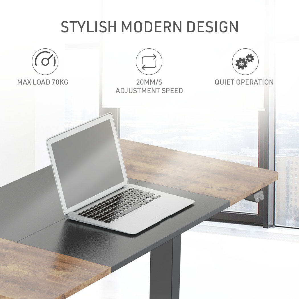 Electric Height Adjustable Sit-Stand Desk, 1.2m x 0.6m, Lifts 70kg, Walnut/Black