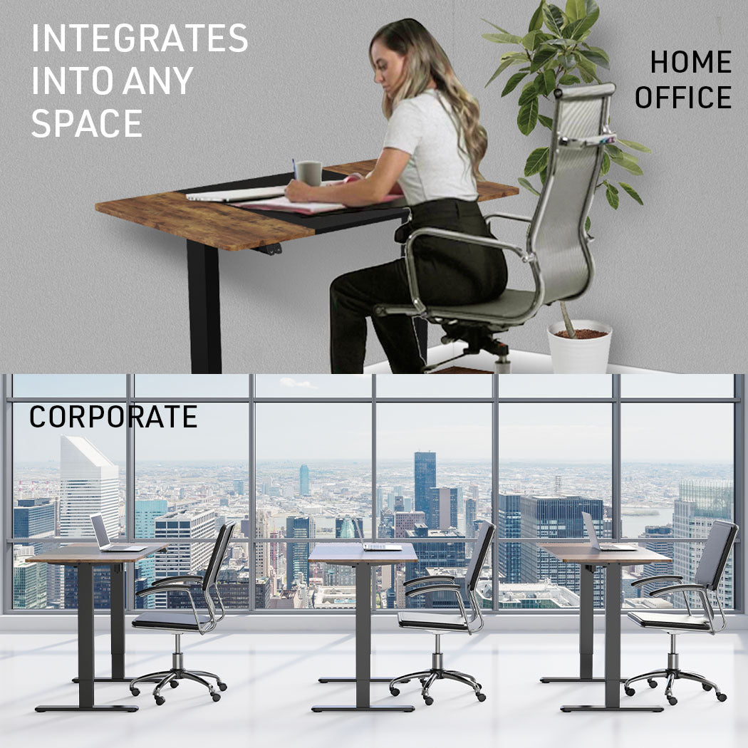 Electric Height Adjustable Sit-Stand Desk, 1.2m x 0.6m, Lifts 70kg, Walnut/Black