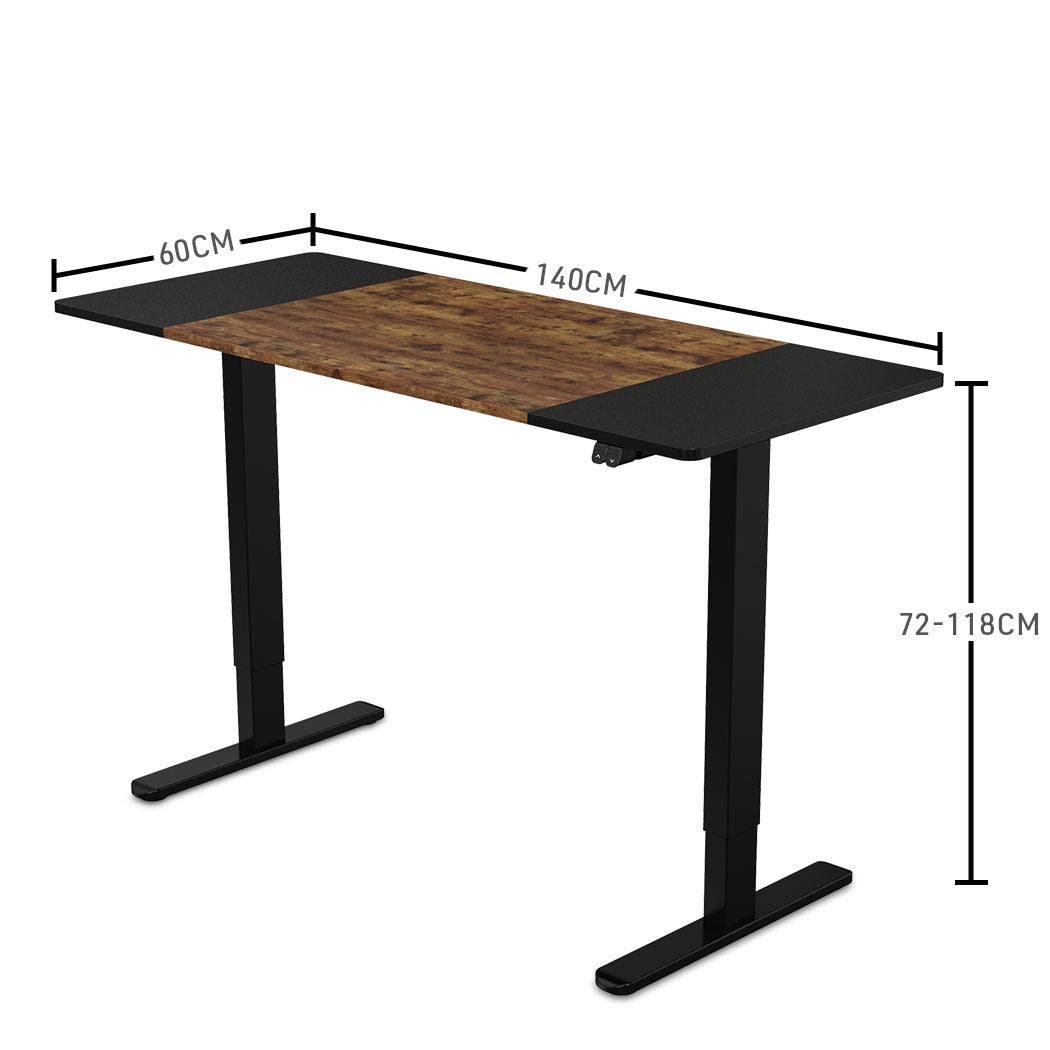 Electric Sit-Stand Desk, 1.4x0.6m, Height Adjustable 0.72-1.18m, 70kg Capacity