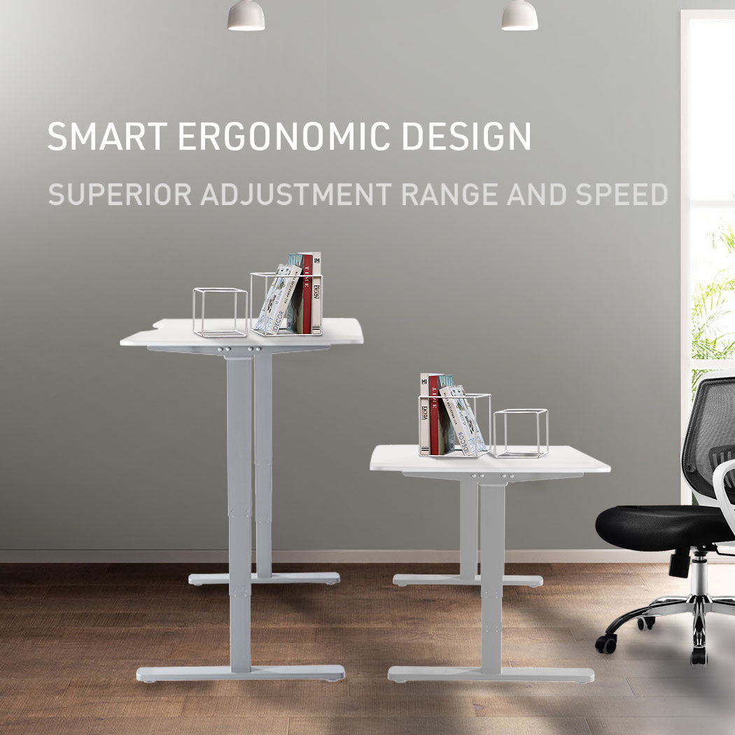 Electric Adjustable Standing Desk, 1.2x0.6m, 72-118cm Height, 70kg Capacity, White