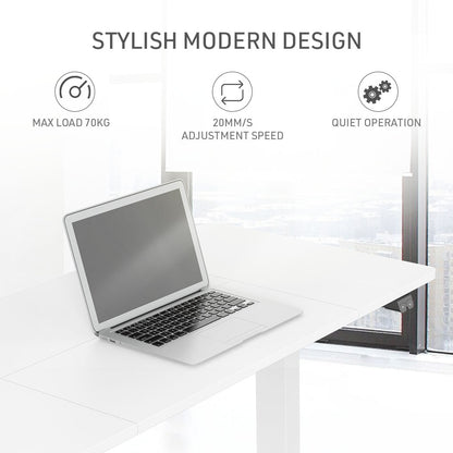 Electric Adjustable Standing Desk, 1.2x0.6m, 72-118cm Height, 70kg Capacity, White