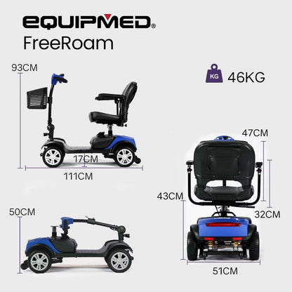 Foldable Electric Mobility Scooter with 8km/h Speed & 25km Range - Blue