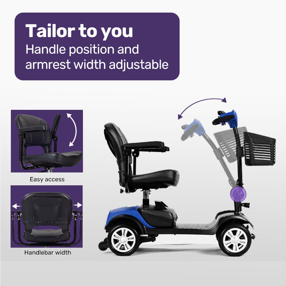 Foldable Electric Mobility Scooter with 8km/h Speed & 25km Range - Blue