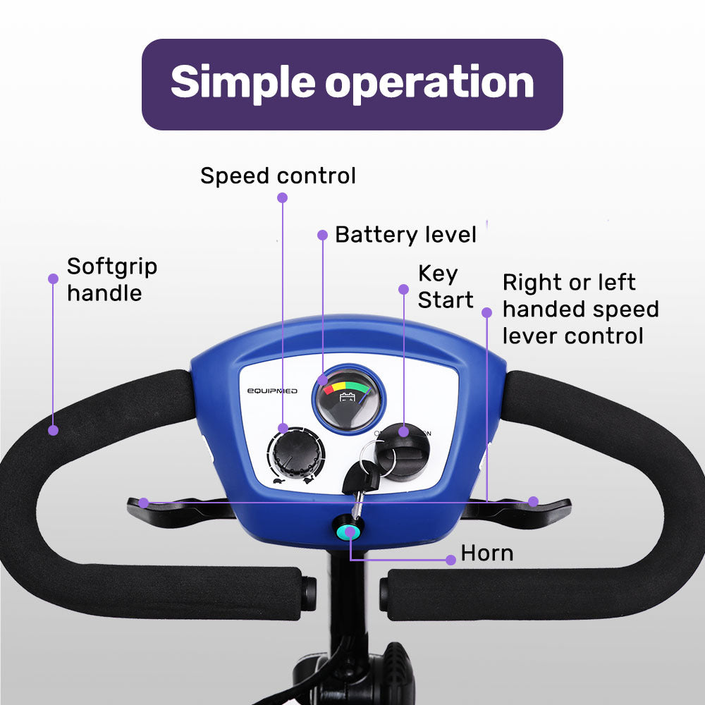 Foldable Electric Mobility Scooter with 8km/h Speed & 25km Range - Blue