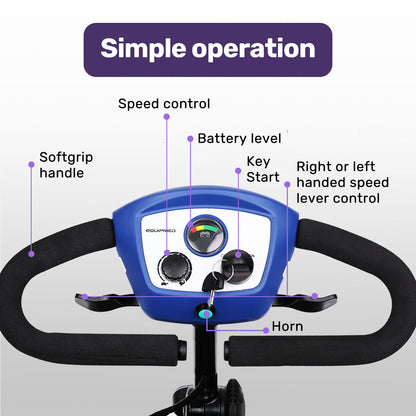 Foldable Electric Mobility Scooter with 8km/h Speed & 25km Range - Blue
