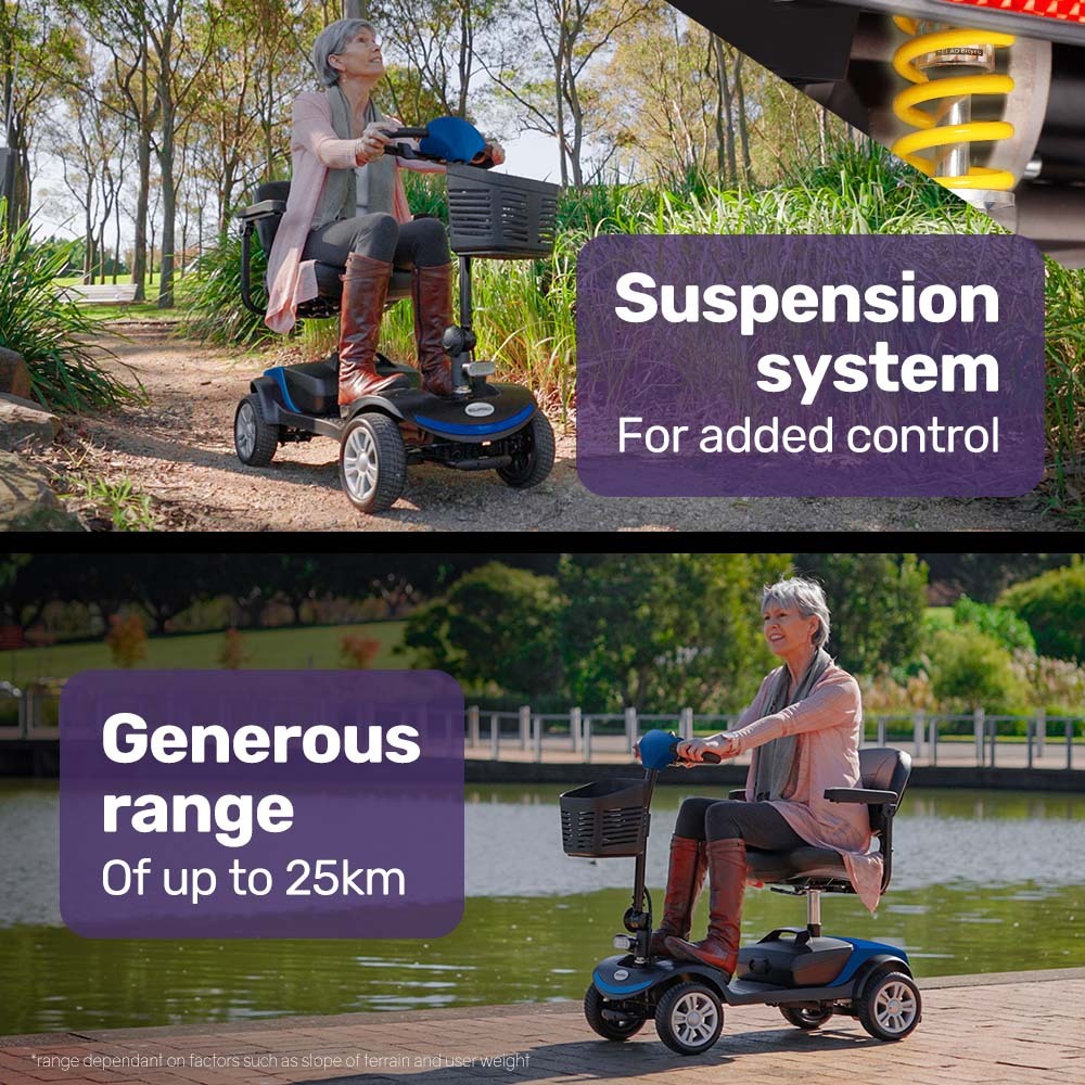 Foldable Electric Mobility Scooter with 8km/h Speed & 25km Range - Blue