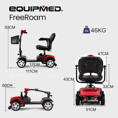 Mid-Sized Foldable Electric Mobility Scooter, 0.2m/s, 15-25km Range, Red