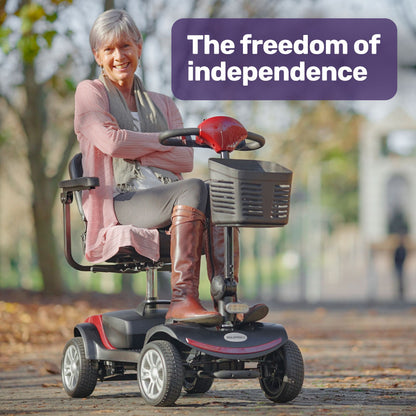 Mid-Sized Foldable Electric Mobility Scooter, 0.2m/s, 15-25km Range, Red