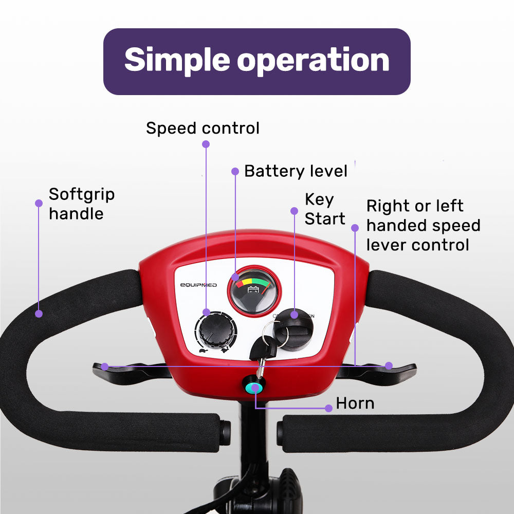 Mid-Sized Foldable Electric Mobility Scooter, 0.2m/s, 15-25km Range, Red