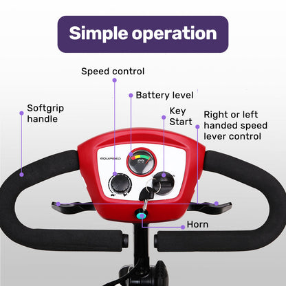 Mid-Sized Foldable Electric Mobility Scooter, 0.2m/s, 15-25km Range, Red