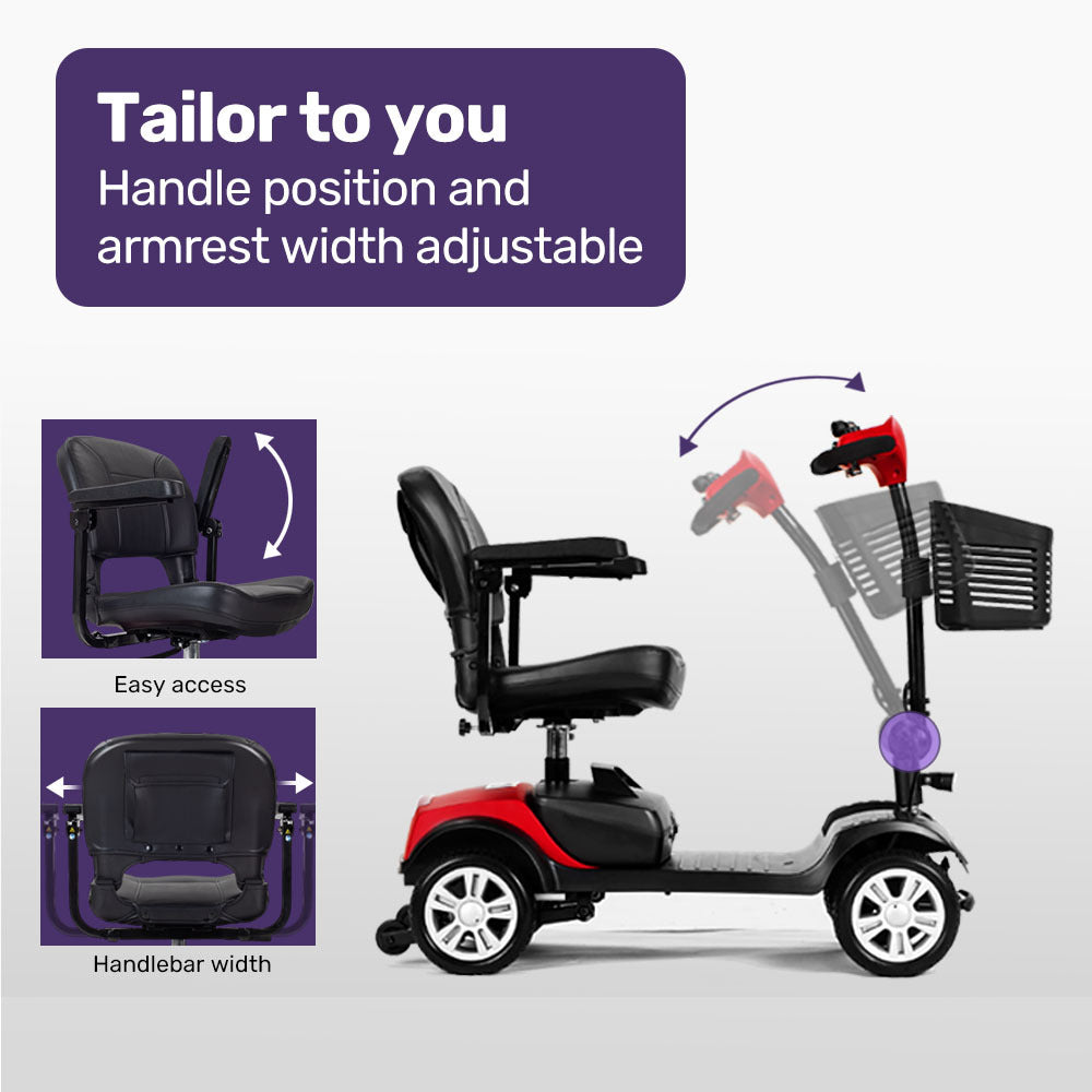 Mid-Sized Foldable Electric Mobility Scooter, 0.2m/s, 15-25km Range, Red