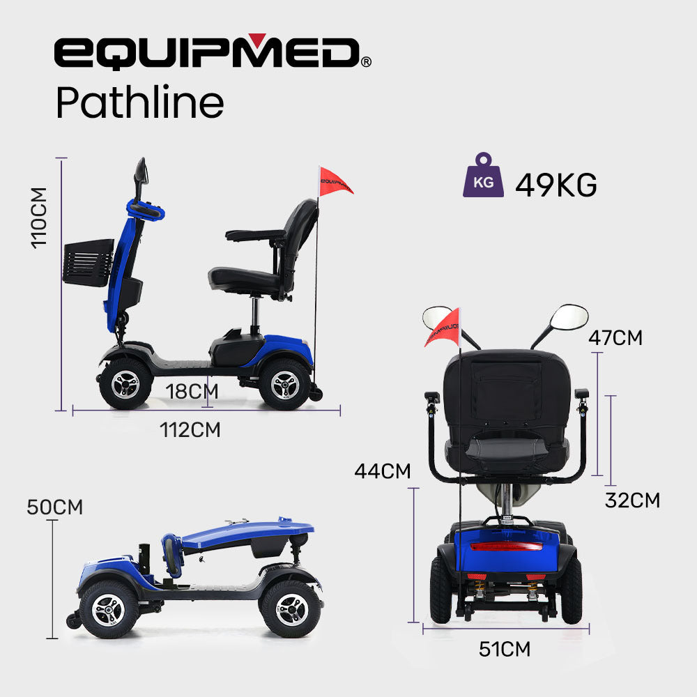 Mid-Sized Electric Mobility Scooter for Seniors - 8km/h, 15-25km Range, Blue