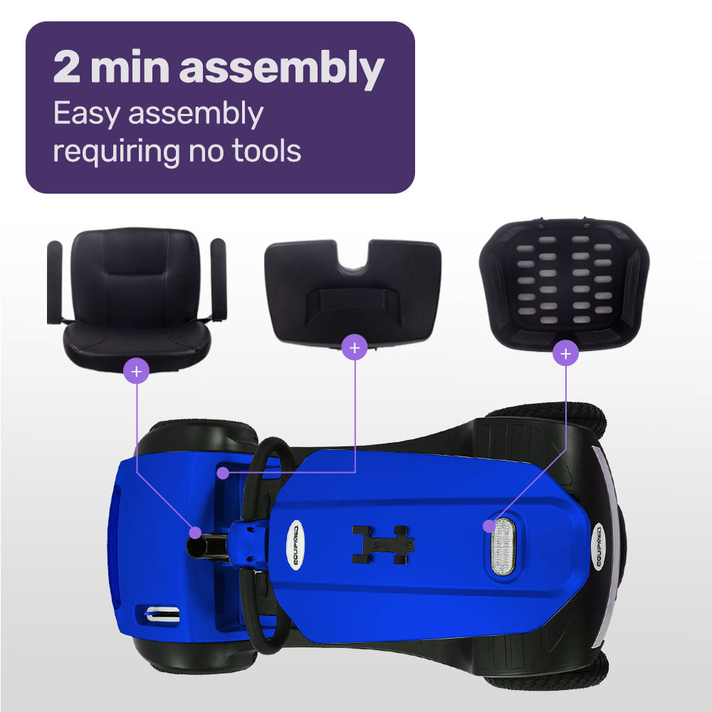 Mid-Sized Electric Mobility Scooter for Seniors - 8km/h, 15-25km Range, Blue