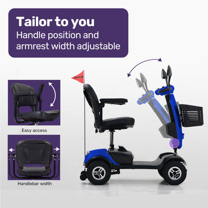Mid-Sized Electric Mobility Scooter for Seniors - 8km/h, 15-25km Range, Blue