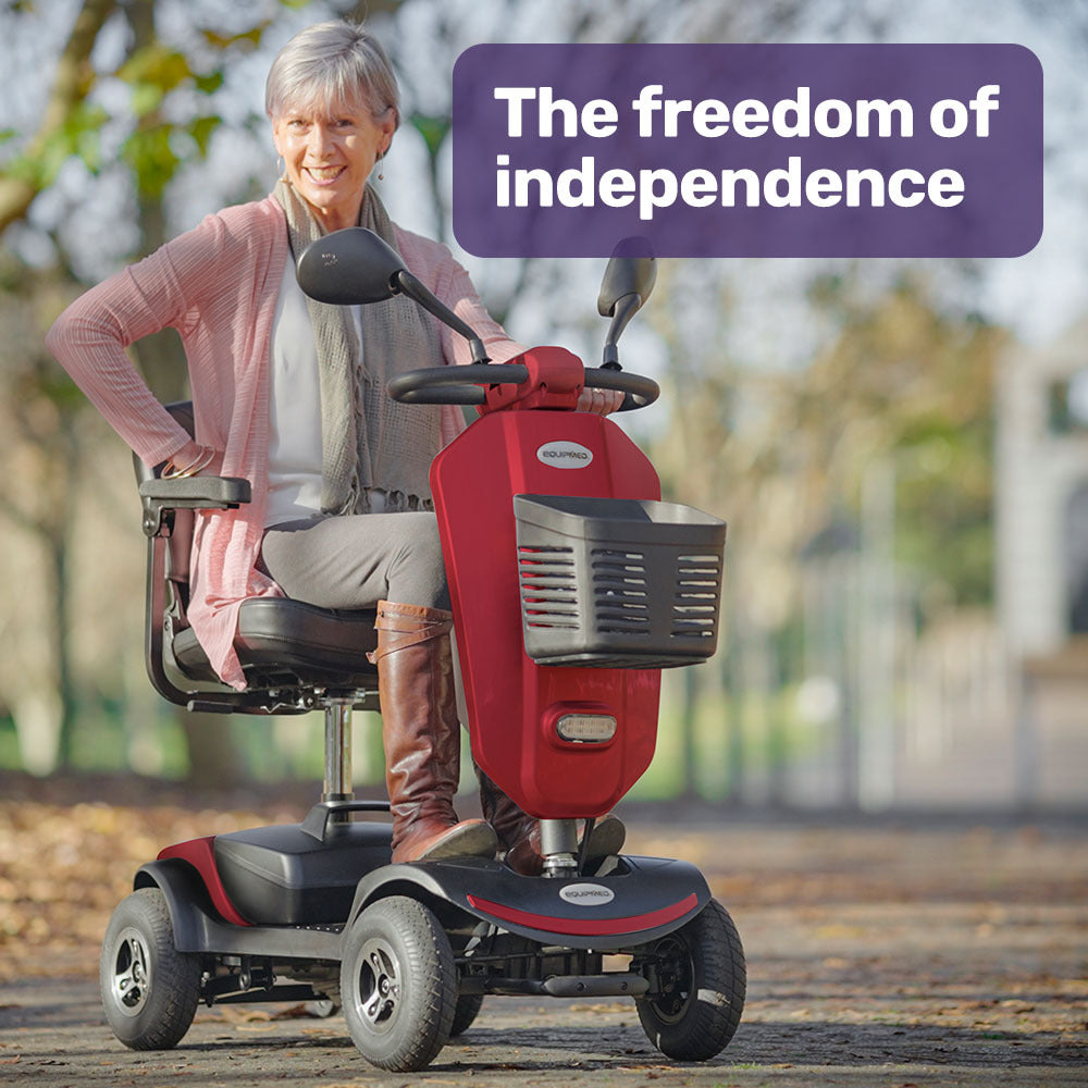 Mid-Sized Electric Mobility Scooter for Elderly, 120kg Capacity, Red