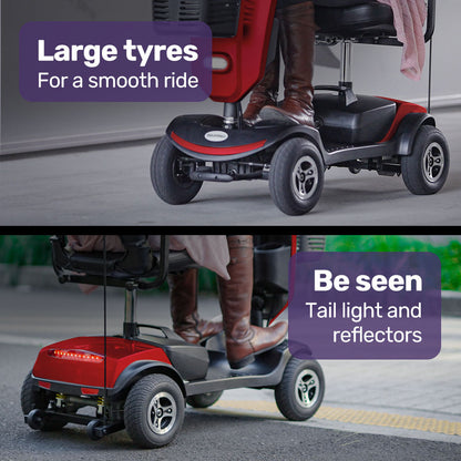 Mid-Sized Electric Mobility Scooter for Elderly, 120kg Capacity, Red