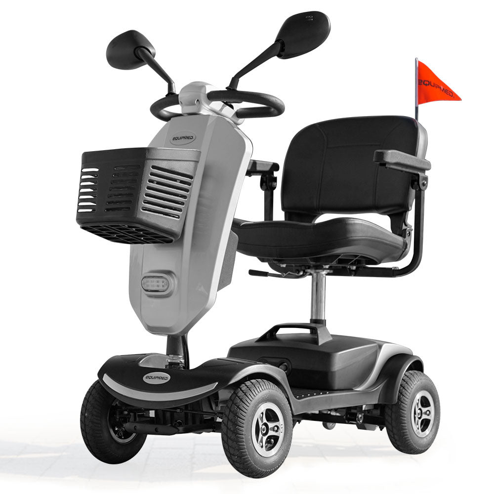 Mid-Sized Electric Mobility Scooter with Swivel Seat, 8km/h, 25km Range, Silver
