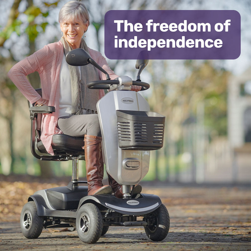Mid-Sized Electric Mobility Scooter with Swivel Seat, 8km/h, 25km Range, Silver