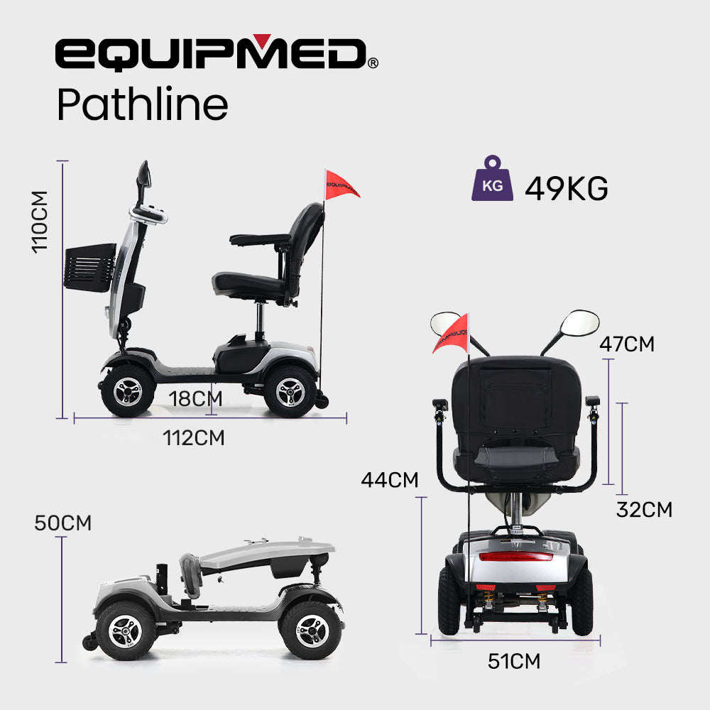 Mid-Sized Electric Mobility Scooter with Swivel Seat, 8km/h, 25km Range, Silver
