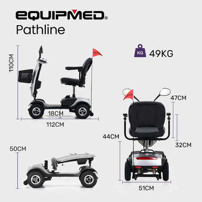 Mid-Sized Electric Mobility Scooter with Swivel Seat, 8km/h, 25km Range, Silver
