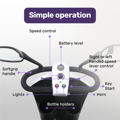 Mid-Sized Electric Mobility Scooter with Swivel Seat, 8km/h, 25km Range, Silver