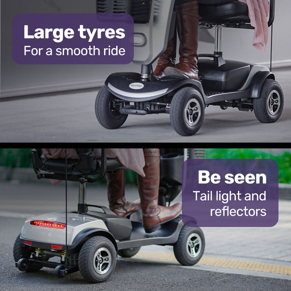 Mid-Sized Electric Mobility Scooter with Swivel Seat, 8km/h, 25km Range, Silver