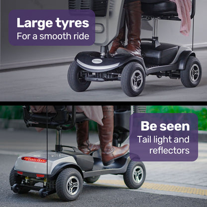 Mid-Sized Electric Mobility Scooter with Swivel Seat, 8km/h, 25km Range, Silver