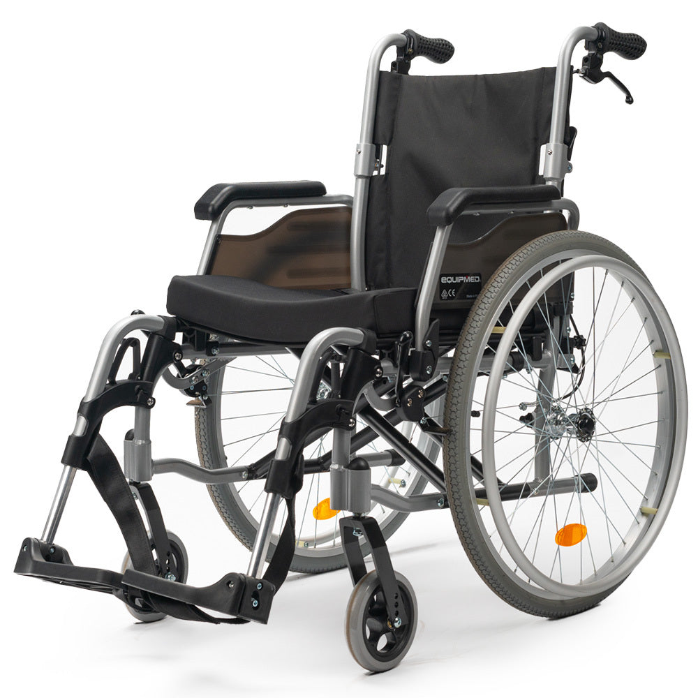 Folding Wheelchair with Brakes, 0.6m Armrests, and 0.15m Front Tyres