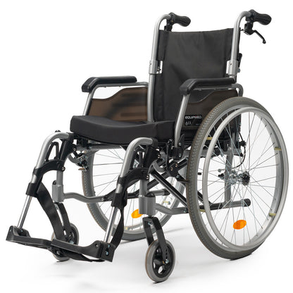 Folding Wheelchair with Brakes, 0.6m Armrests, and 0.15m Front Tyres