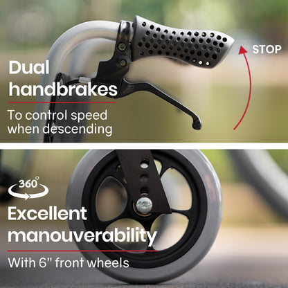 Folding Wheelchair with Brakes, 0.6m Armrests, and 0.15m Front Tyres