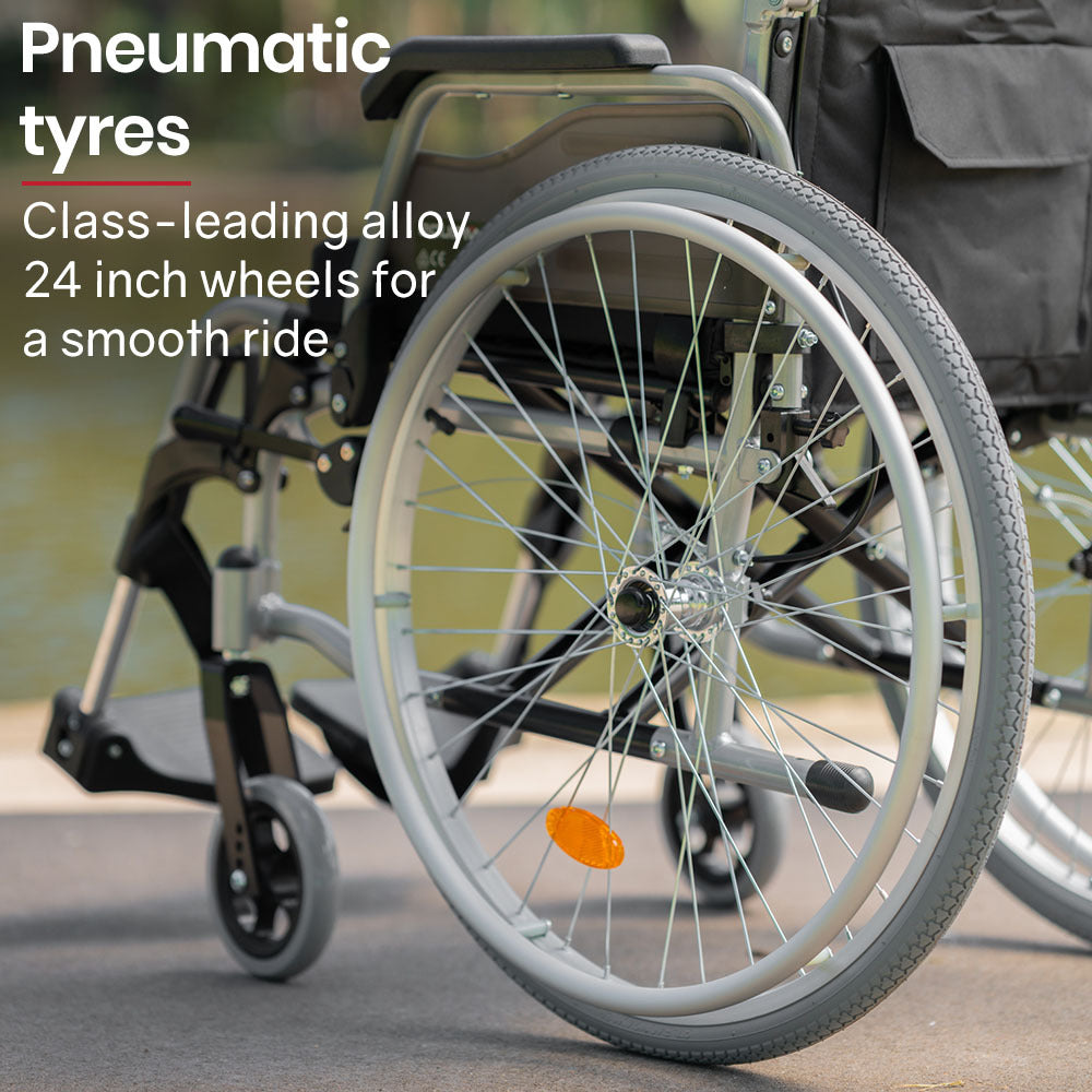 Folding Wheelchair with Brakes, 0.6m Armrests, and 0.15m Front Tyres