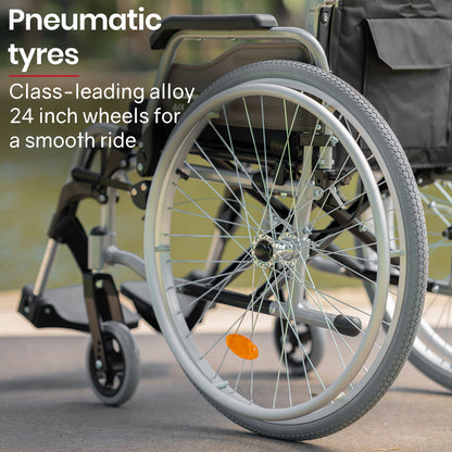 Folding Wheelchair with Brakes, 0.6m Armrests, and 0.15m Front Tyres