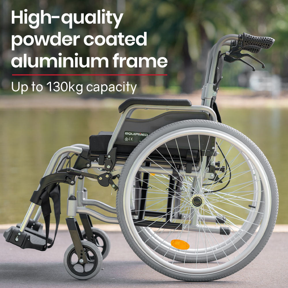 Folding Wheelchair with Brakes, 0.6m Armrests, and 0.15m Front Tyres