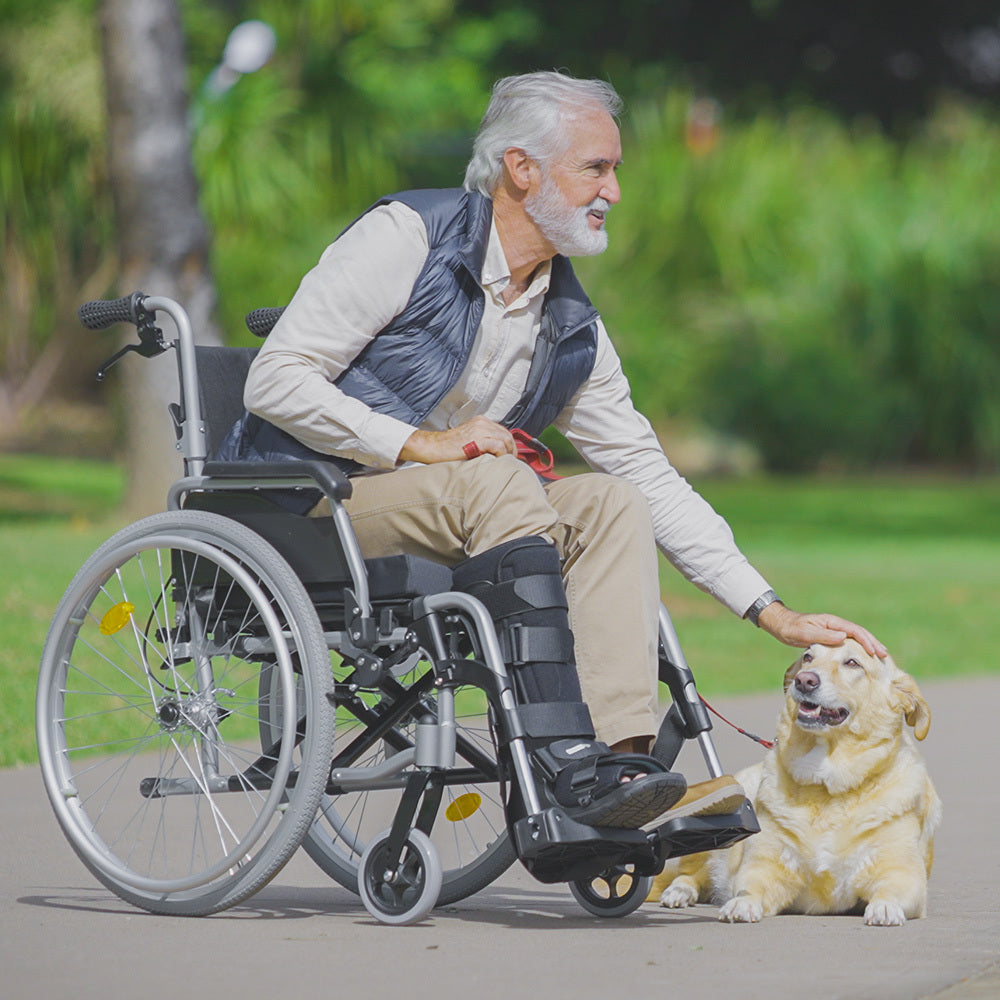 Folding Wheelchair with Brakes, 0.6m Armrests, and 0.15m Front Tyres