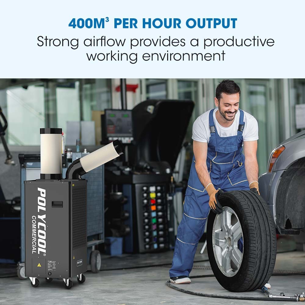 2.7kW Portable Industrial Spot Cooler with 0.4m³/h Output and 360° Airflow