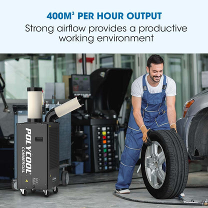 2.7kW Portable Industrial Spot Cooler with 0.4m³/h Output and 360° Airflow