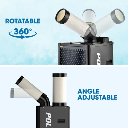 2.7kW Portable Industrial Spot Cooler with 0.4m³/h Output and 360° Airflow