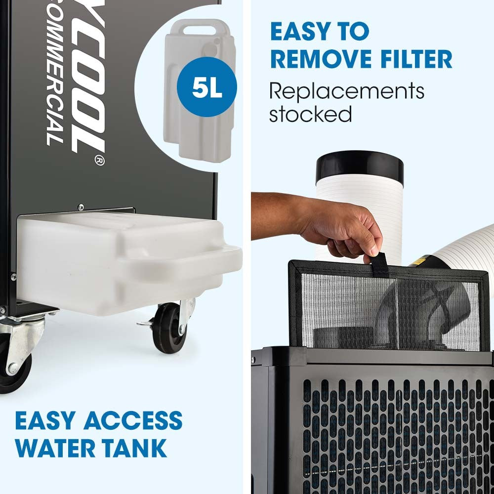 2.7kW Portable Industrial Spot Cooler with 0.4m³/h Output and 360° Airflow