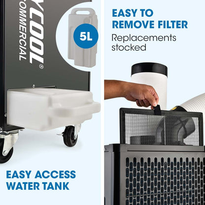 2.7kW Portable Industrial Spot Cooler with 0.4m³/h Output and 360° Airflow