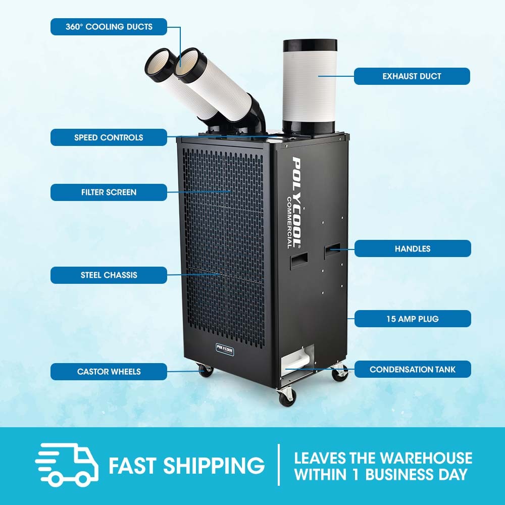 4.5kW Industrial Portable Cooler with Dual Ducts, 0.2m³ Output