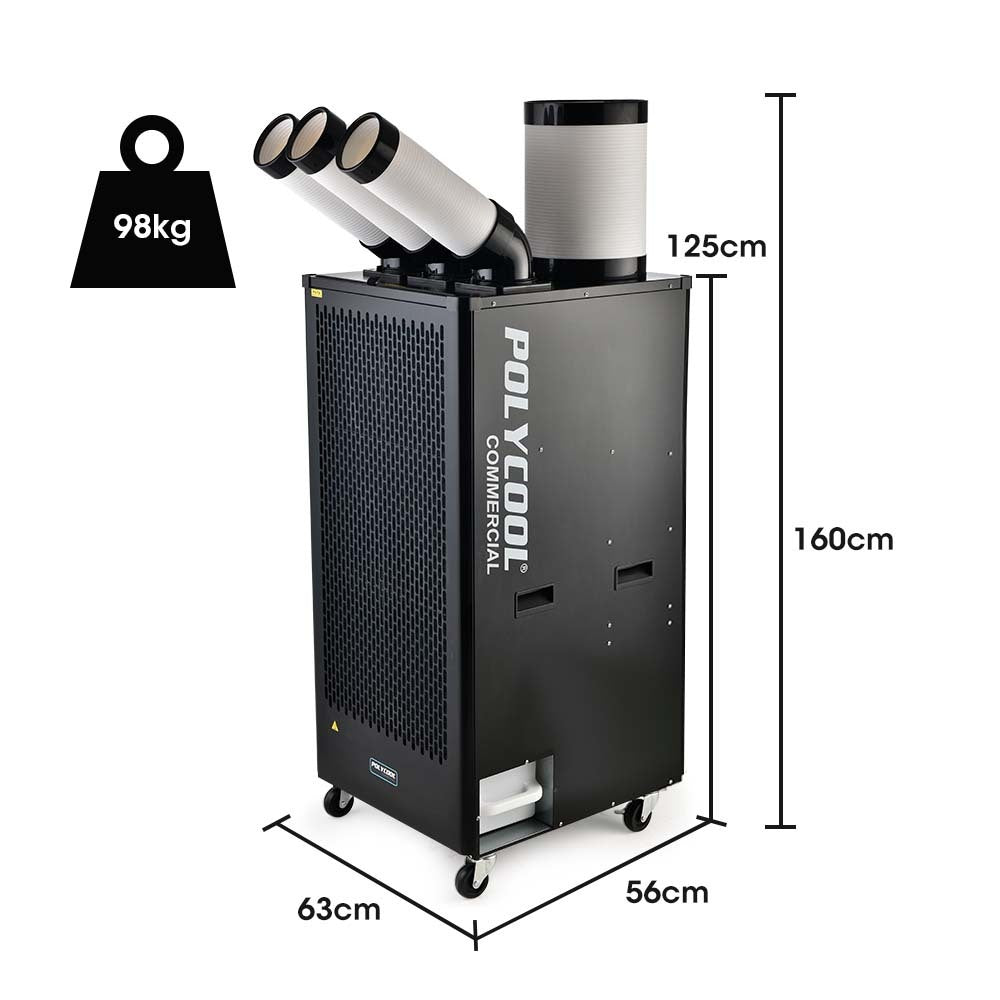 6.5kW Industrial Spot Cooler with 3 Adjustable Ducts and 15A Plug, 1200m³/hr Output
