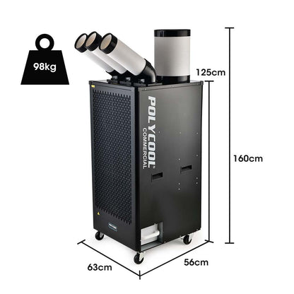 6.5kW Industrial Spot Cooler with 3 Adjustable Ducts and 15A Plug, 1200m³/hr Output