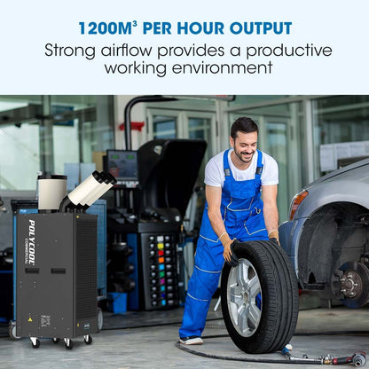 6.5kW Industrial Spot Cooler with 3 Adjustable Ducts and 15A Plug, 1200m³/hr Output