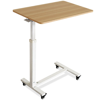 Overbed Table with Gas Lift, 15kg Load, Steel Frame, 78-107cm Adjustable Height, Lockable Castors, Home Care Use