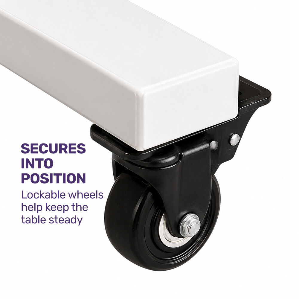 Overbed Table with Gas Lift, 15kg Load, Steel Frame, 78-107cm Adjustable Height, Lockable Castors, Home Care Use