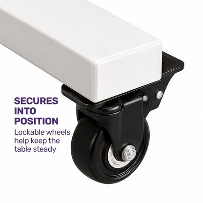 Overbed Table with Gas Lift, 15kg Load, Steel Frame, 78-107cm Adjustable Height, Lockable Castors, Home Care Use