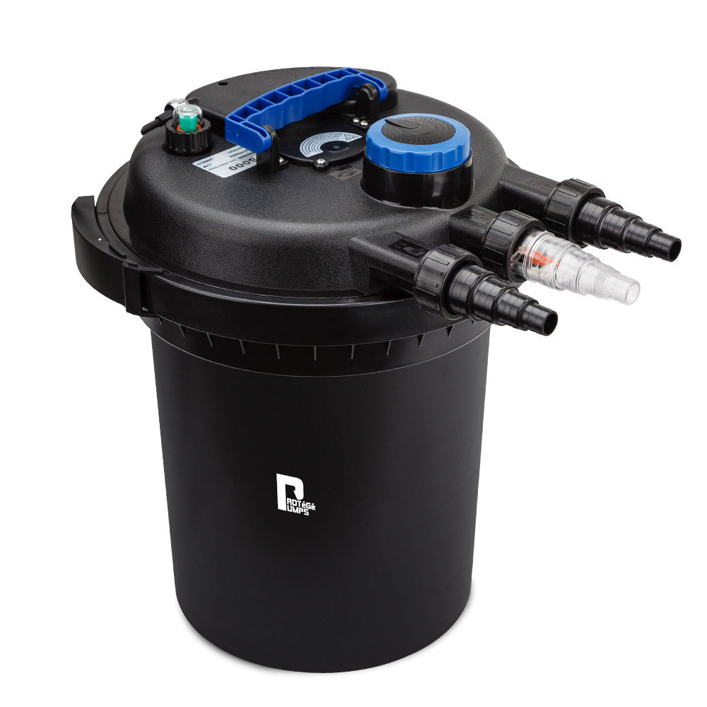 External Pond Canister Filter with UV Light - 10,000 L/h, 0.5m Compact Design