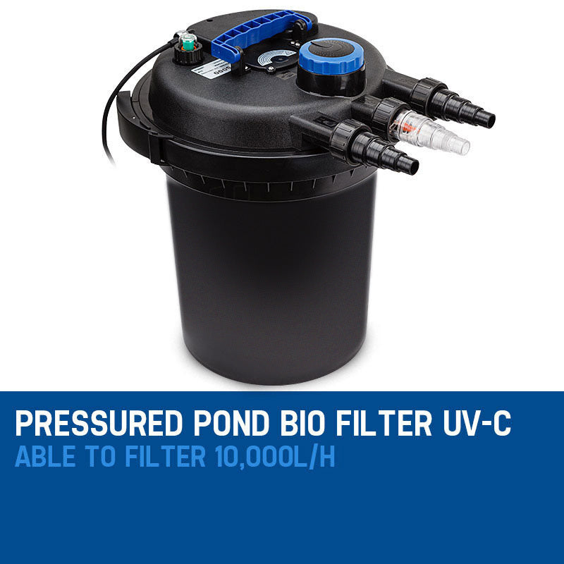 External Pond Canister Filter with UV Light - 10,000 L/h, 0.5m Compact Design
